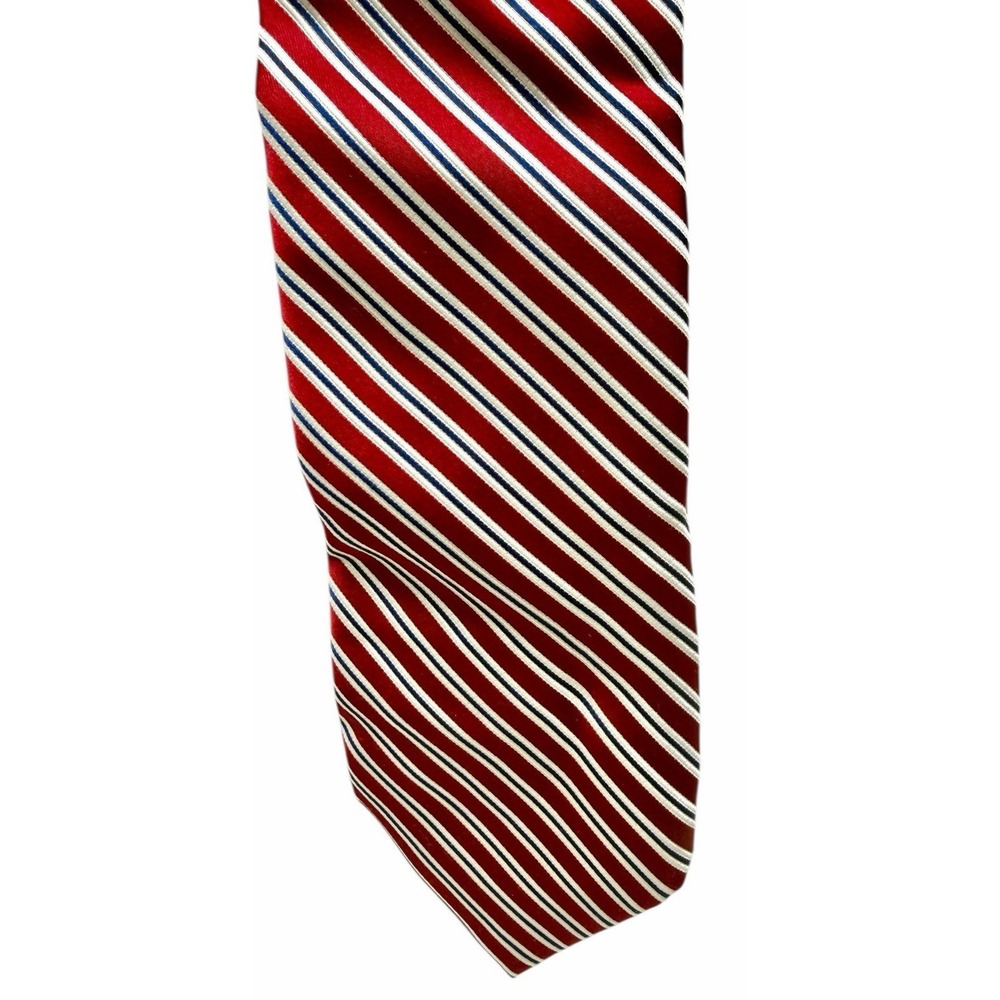 Chaps Ralph Lauren 100% Silk Necktie Striped Red White Blue Satin NWT NEW